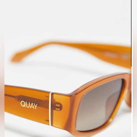 Quay No Envy caramel rectangular edgy wrapped‎ sunglasses new with acrylic case main image 5